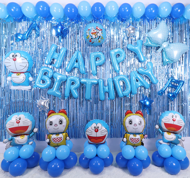 A balloon arrangement with cartoon characters