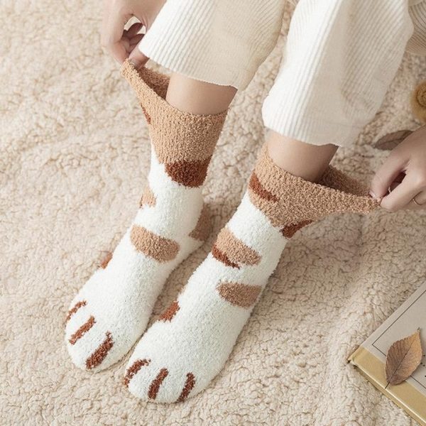 dog khaki cat paw socks