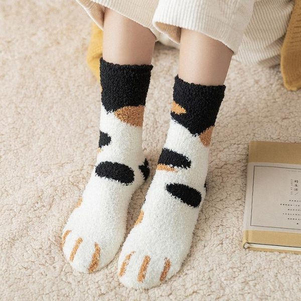 dog black cat paw socks